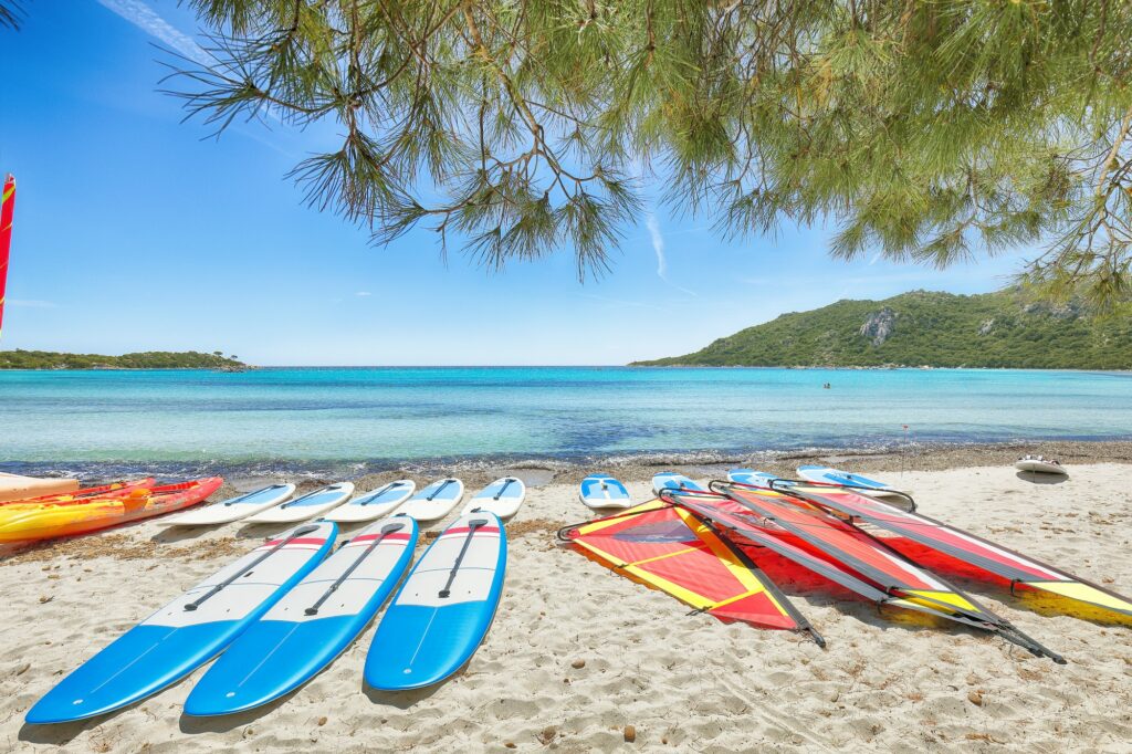 Stunning view of beach of Santa Giulia resort.